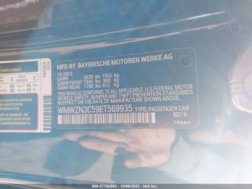 2014 MINI COOPER CONVERTIBLE WMWZN3C59ET569935