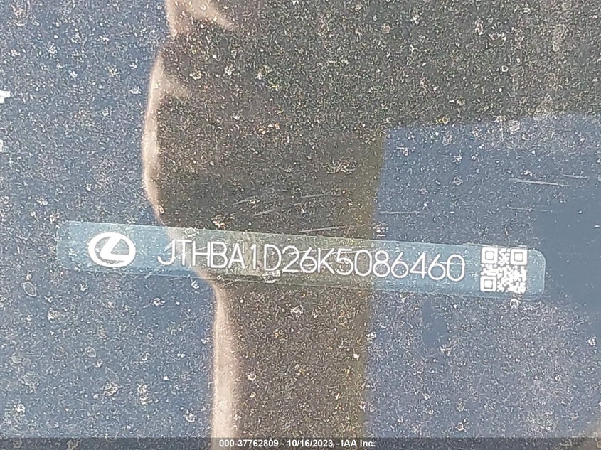 VIN JTHBA1D26K5086460 2019 LEXUS IS IS 300