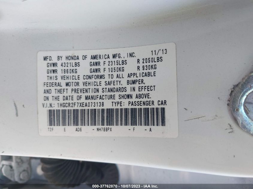 2014 HONDA ACCORD SEDAN EX - 1HGCR2F7XEA073138