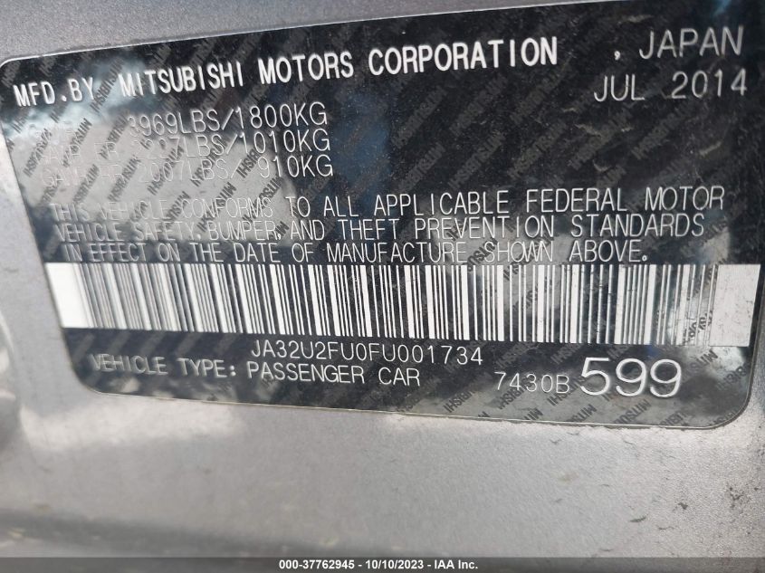 2015 MITSUBISHI LANCER ES - JA32U2FU0FU001734