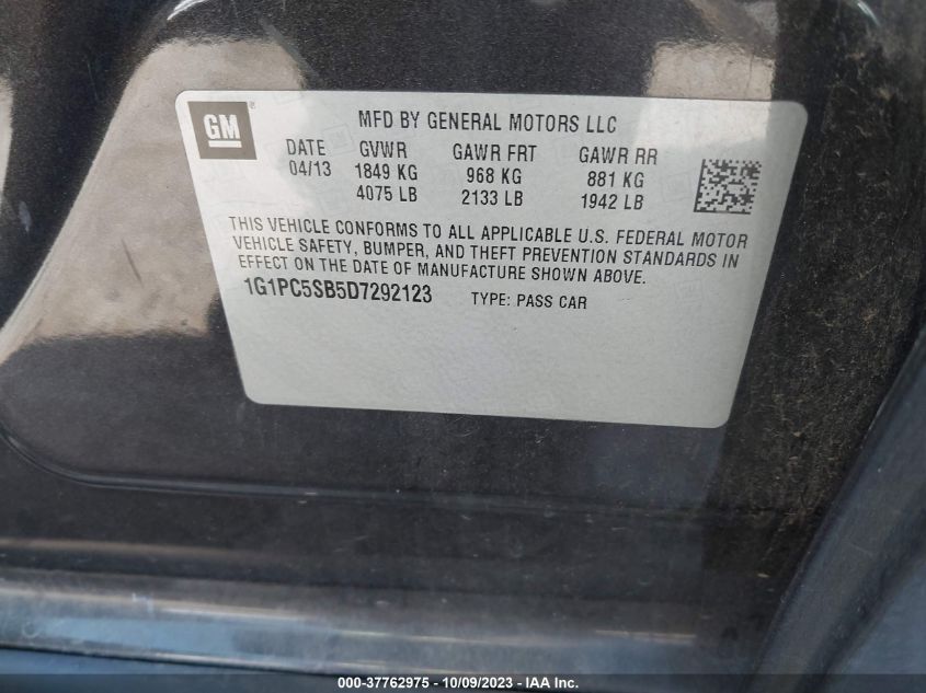 2013 CHEVROLET CRUZE LT - 1G1PC5SB5D7292123