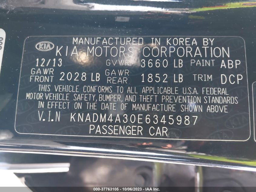 2014 KIA RIO LX - KNADM4A30E6345987
