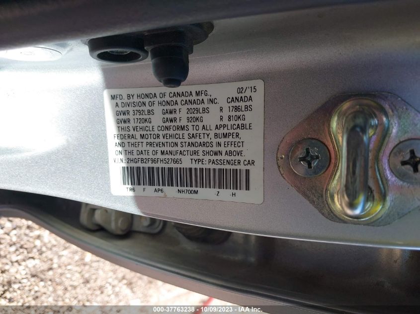 2015 HONDA CIVIC SEDAN EX-L - 2HGFB2F96FH527665