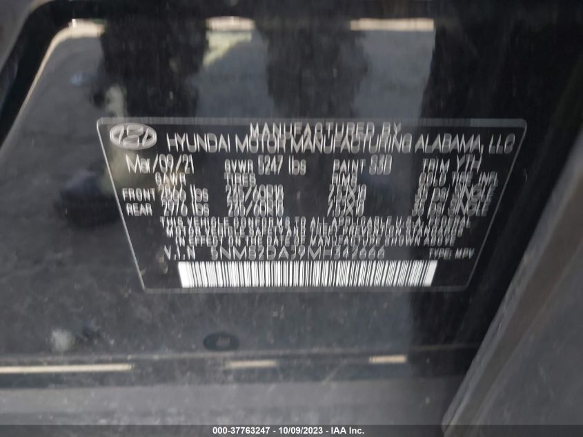 VIN 5NMS2DAJ9MH342666 2021 HYUNDAI SANTA FE SEL