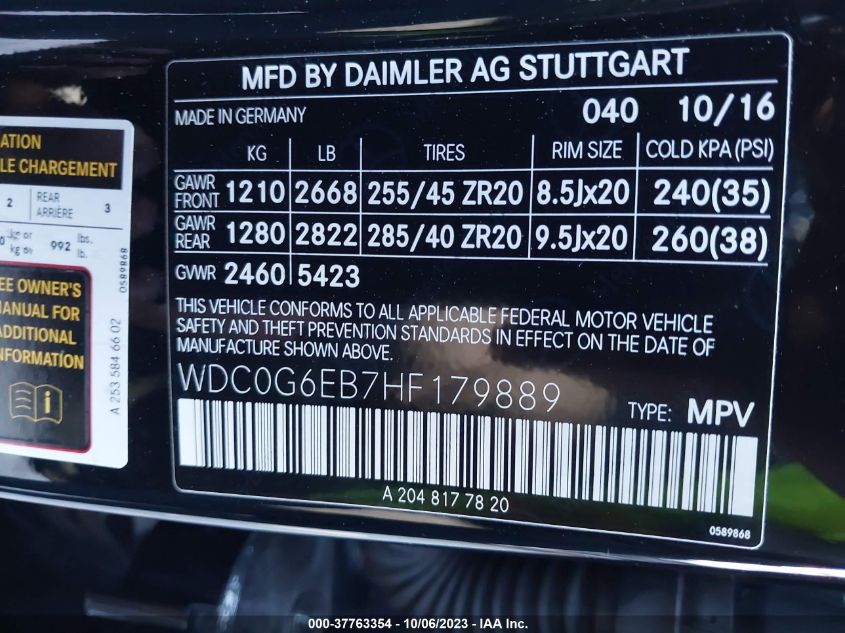 2017 MERCEDES-BENZ AMG GLC 43 - WDC0G6EB7HF179889