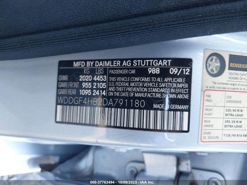 2013 MERCEDES-BENZ C-CLASS C 250 - WDDGF4HB2DA791180