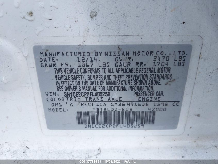 2015 NISSAN VERSA NOTE SV - 3N1CE2CP7FL399121
