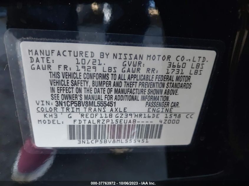 2021 NISSAN KICKS S - 3N1CP5BV8ML555451