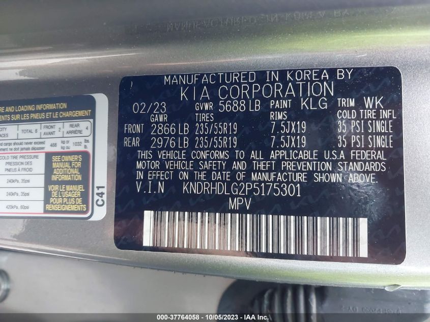2023 KIA SORENTO HYBRID EX KNDRHDLG2P5175301