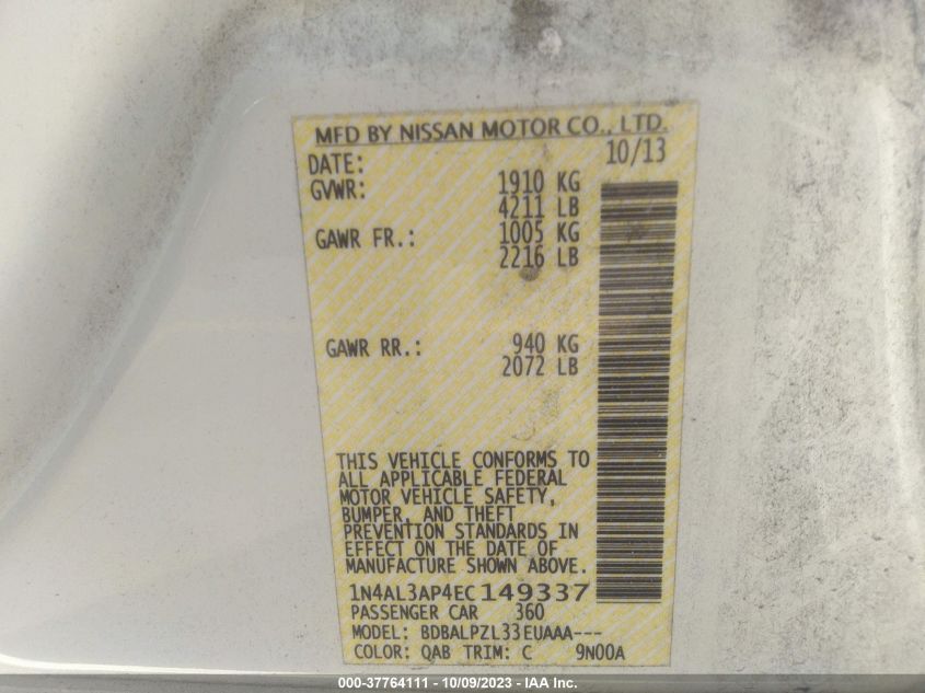 2014 NISSAN ALTIMA 2.5 - 1N4AL3AP4EC149337