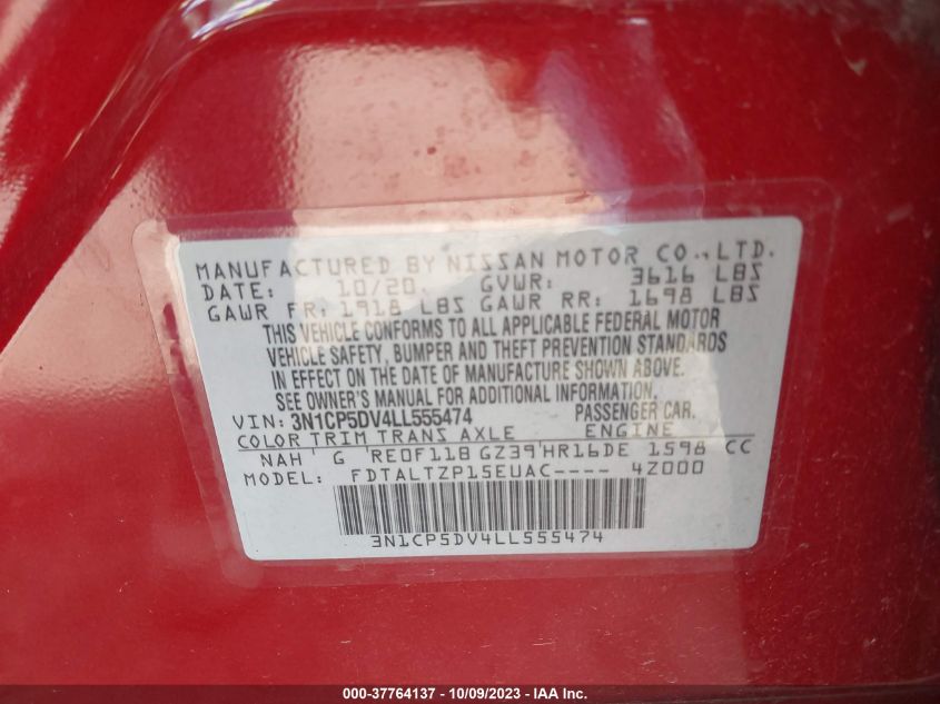 2020 NISSAN KICKS SR - 3N1CP5DV4LL555474