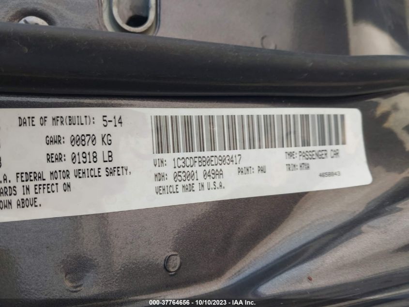 2014 DODGE DART SXT - 1C3CDFBB0ED903417