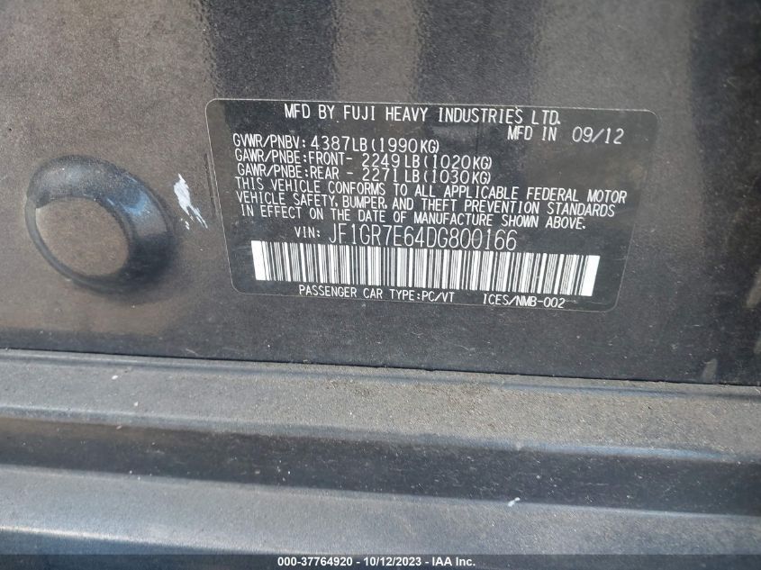 2013 SUBARU IMPREZA WAGON WRX WRX JF1GR7E64DG800166
