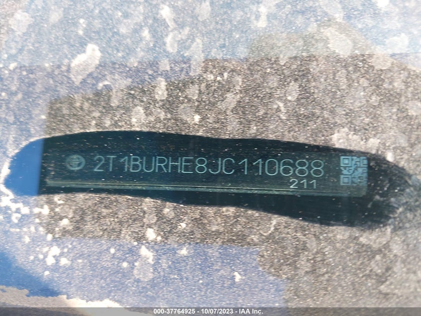 VIN 2T1BURHE8JC110688 2018 TOYOTA COROLLA L/LE/XLE/SE/XSE
