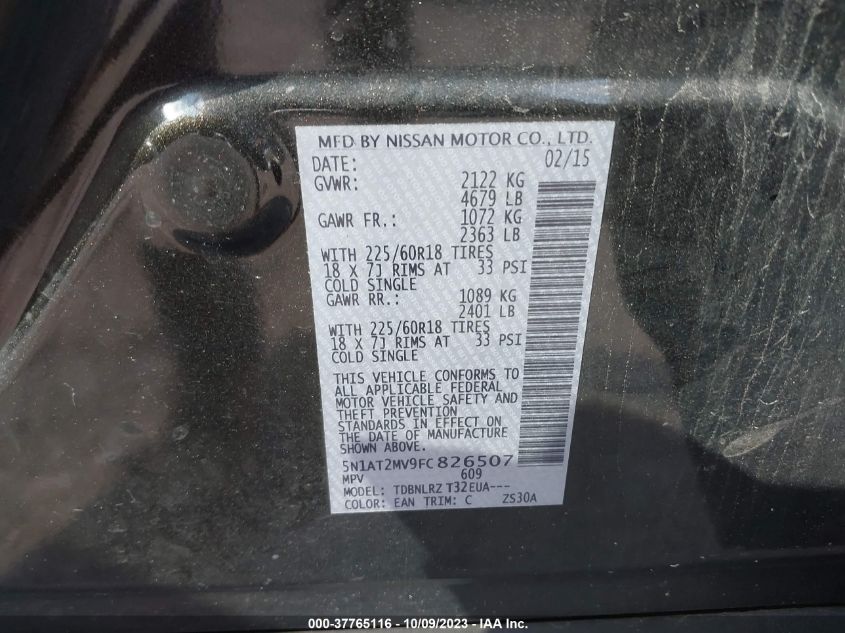 2015 NISSAN ROGUE SL - 5N1AT2MV9FC826507