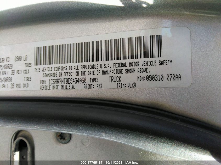 2014 RAM 1500 LARAMIE - 1C6RR7NT8ES434050