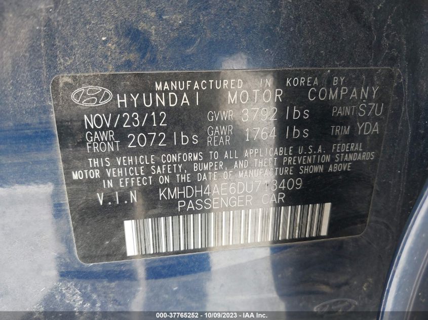 2013 HYUNDAI ELANTRA GLS - KMHDH4AE6DU713409