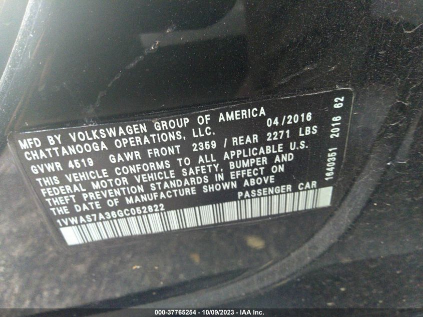 2016 VOLKSWAGEN PASSAT 1.8T S - 1VWAS7A36GC052822