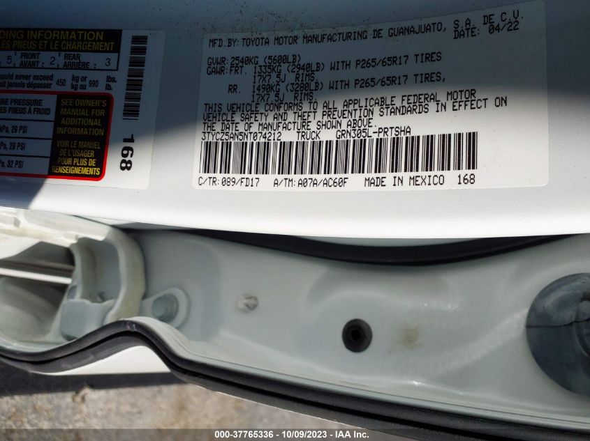 2022 TOYOTA TACOMA TRD SPORT - 3TYCZ5AN5NT074212