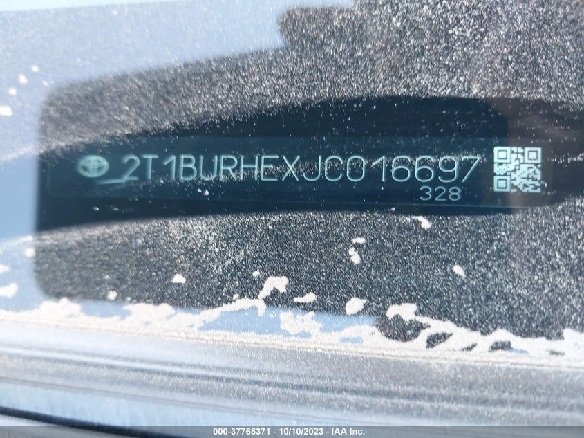 VIN 2T1BURHEXJC016697 2018 TOYOTA COROLLA L/LE/XLE/SE/XSE