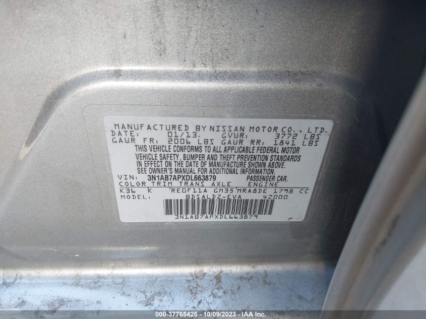 2013 NISSAN SENTRA SV - 3N1AB7APXDL663879