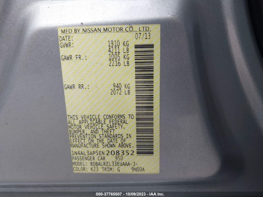 2014 NISSAN ALTIMA 2.5 S - 1N4AL3AP5EN208352
