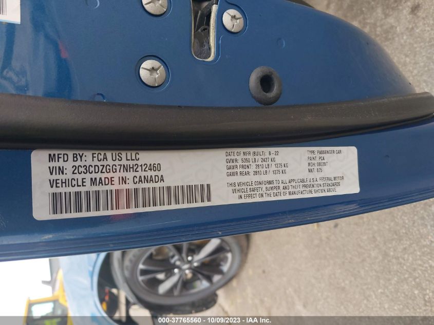 2022 DODGE CHALLENGER SXT - 2C3CDZGG7NH212460