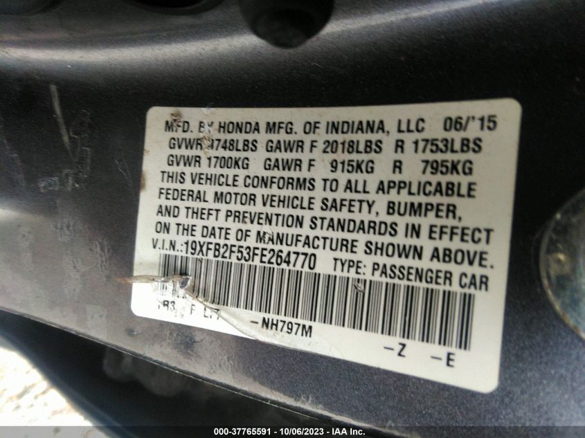 2015 HONDA CIVIC SEDAN LX - 19XFB2F53FE264770