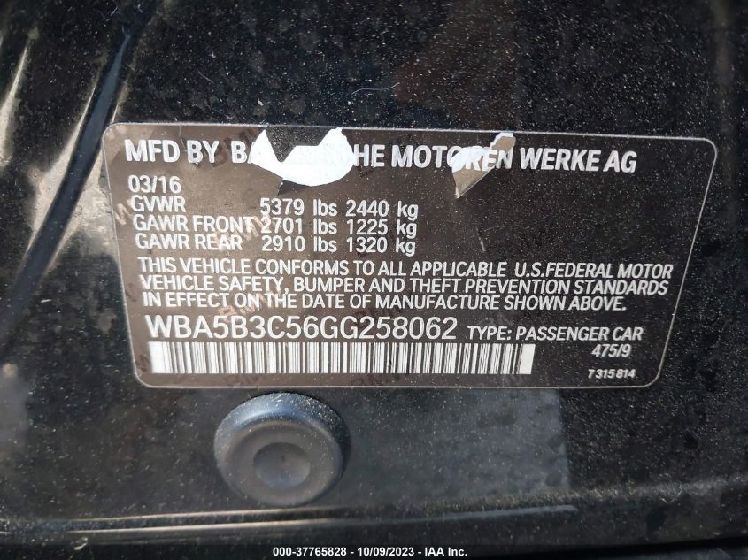 2016 BMW 535I XDRIVE WBA5B3C56GG258062