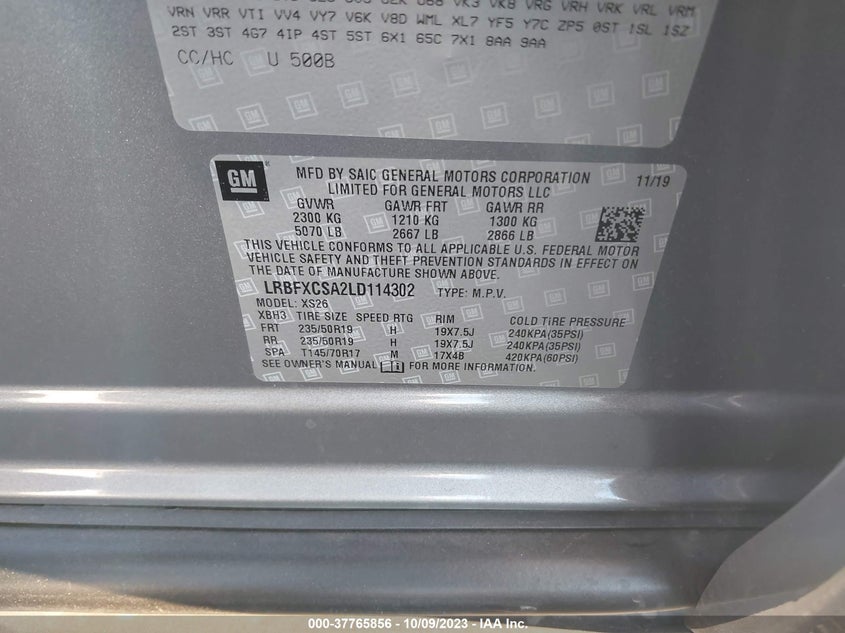 VIN LRBFXCSA2LD114302 2020 BUICK ENVISION ESSENCE