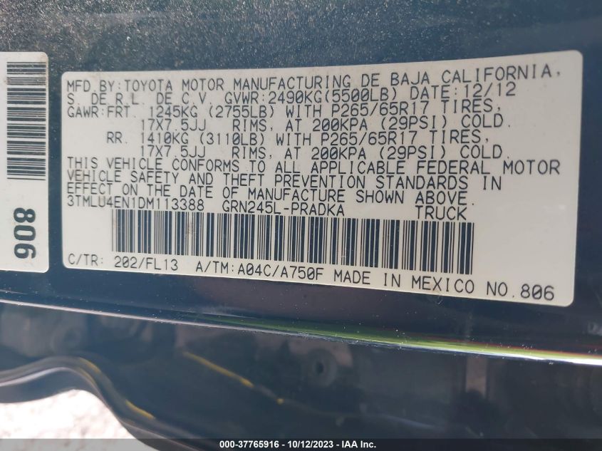 2013 TOYOTA TACOMA - 3TMLU4EN1DM113388