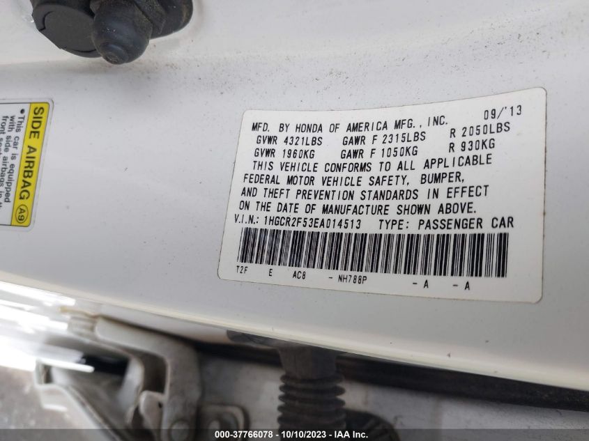 2014 HONDA ACCORD SEDAN SPORT - 1HGCR2F53EA014513