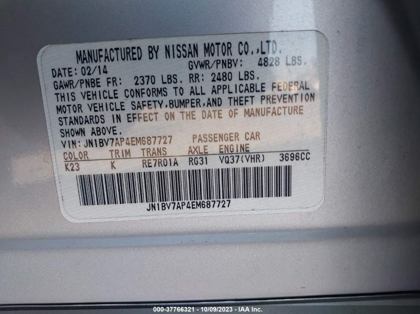 2014 INFINITI Q50 PREMIUM - JN1BV7AP4EM687727