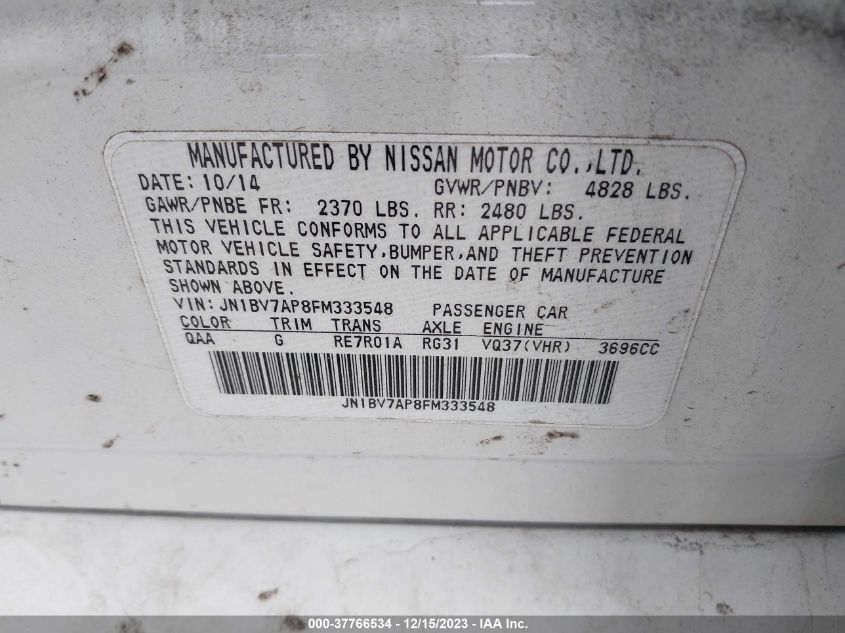 2015 INFINITI Q50 - JN1BV7AP8FM333548