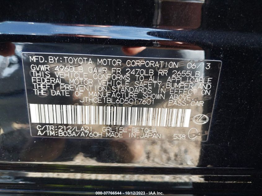 2013 LEXUS GS 350 - JTHCE1BL6D5017601