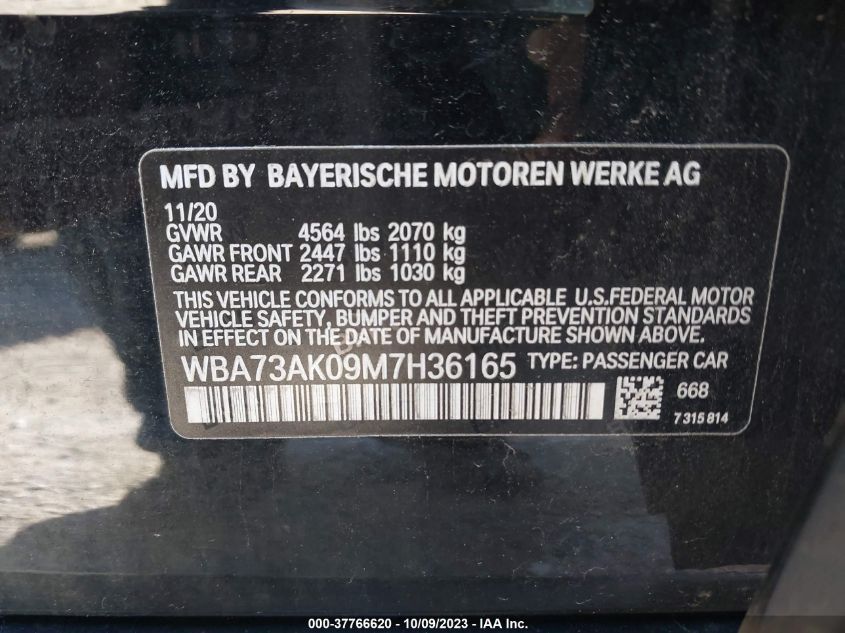 2021 BMW 2 SERIES 228I XDRIVE WBA73AK09M7H36165