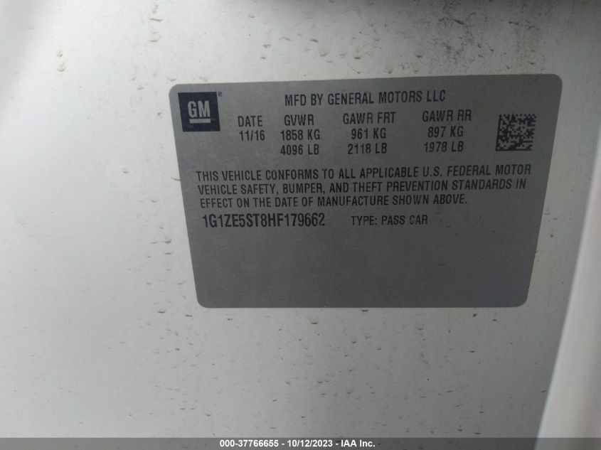 2017 CHEVROLET MALIBU LT - 1G1ZE5ST8HF179662