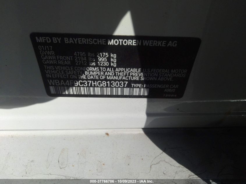 2017 BMW 430I GRAN COUPE XDRIVE WBA4F9C37HG813037