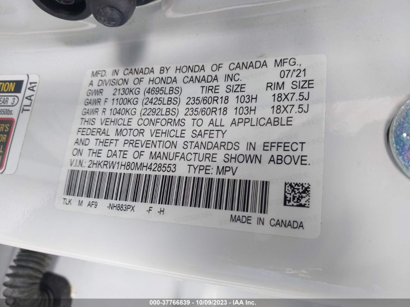 2021 HONDA CR-V EX-L - 2HKRW1H80MH428553