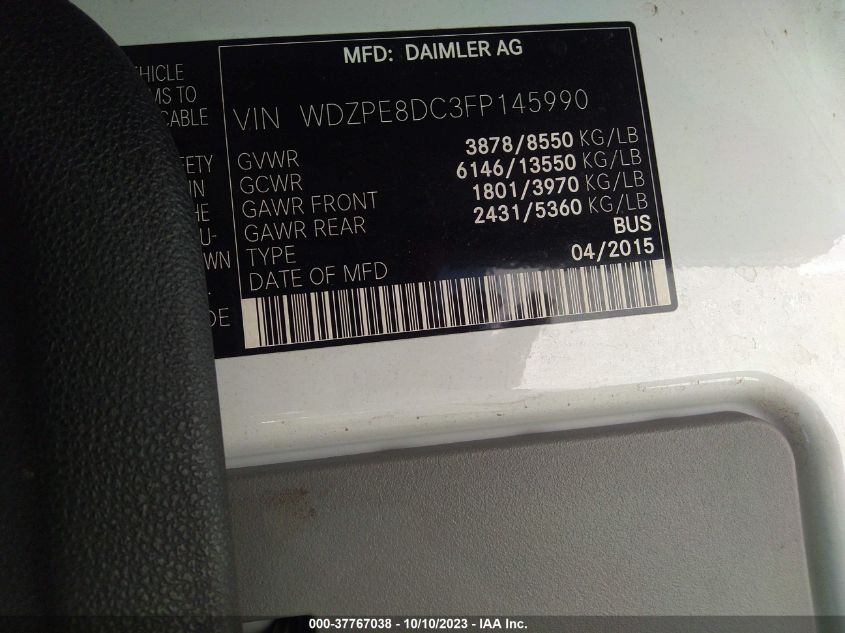 2015 MERCEDES-BENZ SPRINTER PASSENGER VANS - WDZPE8DC3FP145990