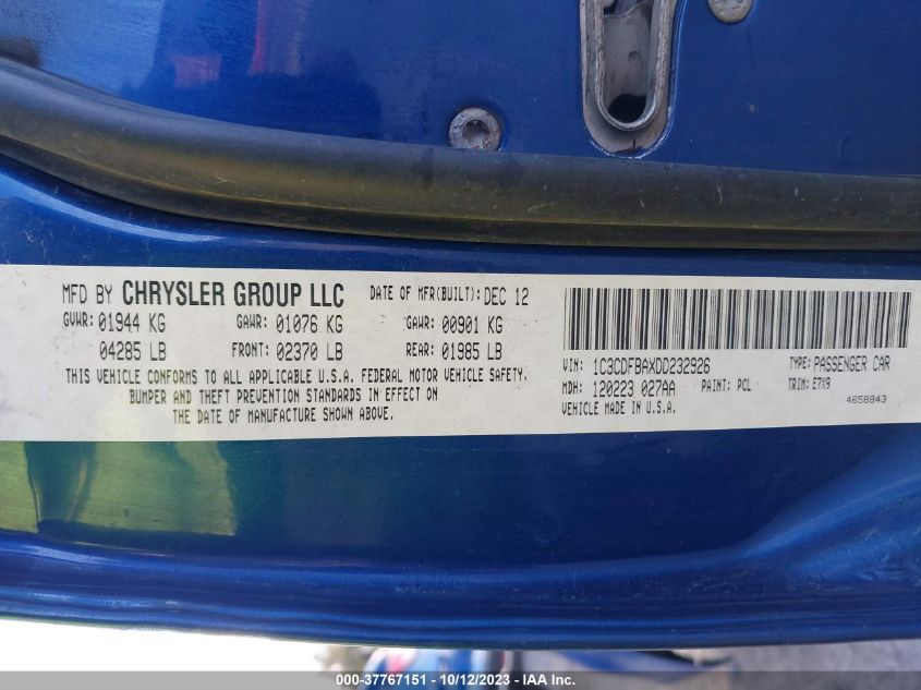 2013 DODGE DART SXT - 1C3CDFBAXDD232926