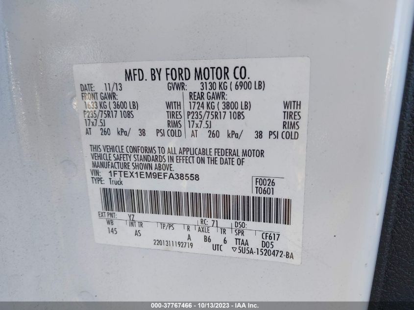 2015 FORD F150 SUPER CAB - 01FTEX1E9EFA38558