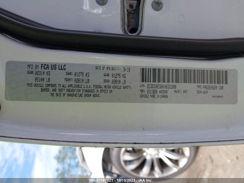 2019 CHRYSLER 300 LIMITED - 2C3CCAEG6KH631208