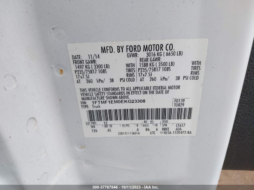 2014 FORD F-150 XL/XLT/STX - 1FTMF1EM0EKG23308
