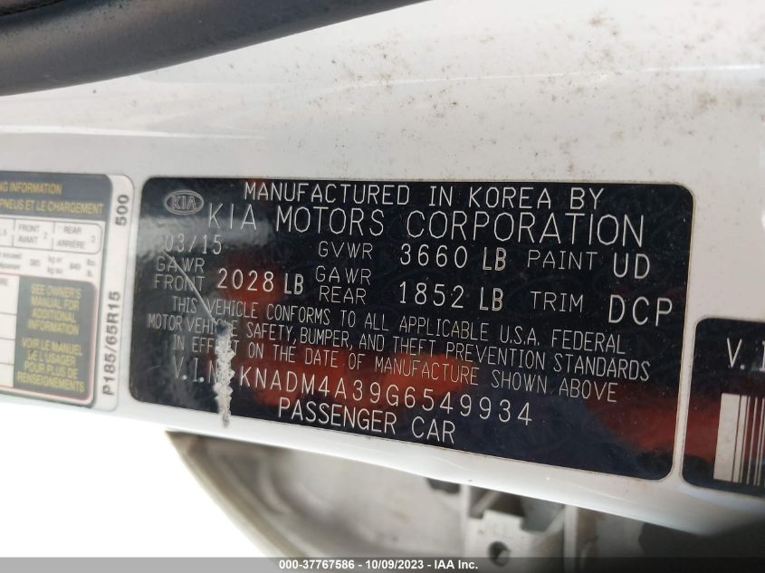 2016 KIA RIO LX - KNADM4A39G6549934