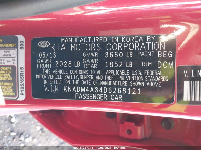 2013 KIA RIO LX - KNADM4A34D6268121