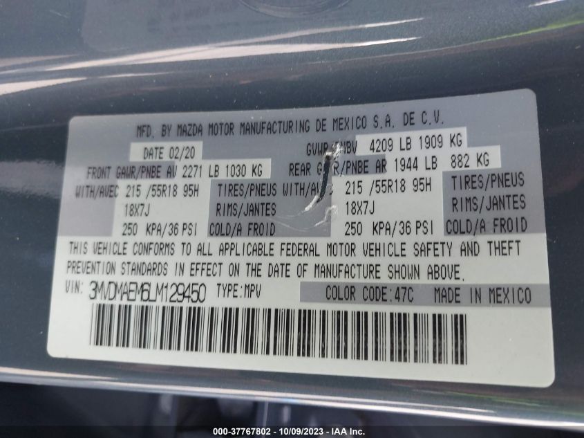 2020 MAZDA CX-30 PREMIUM PACKAGE - 3MVDMAEM6LM129450