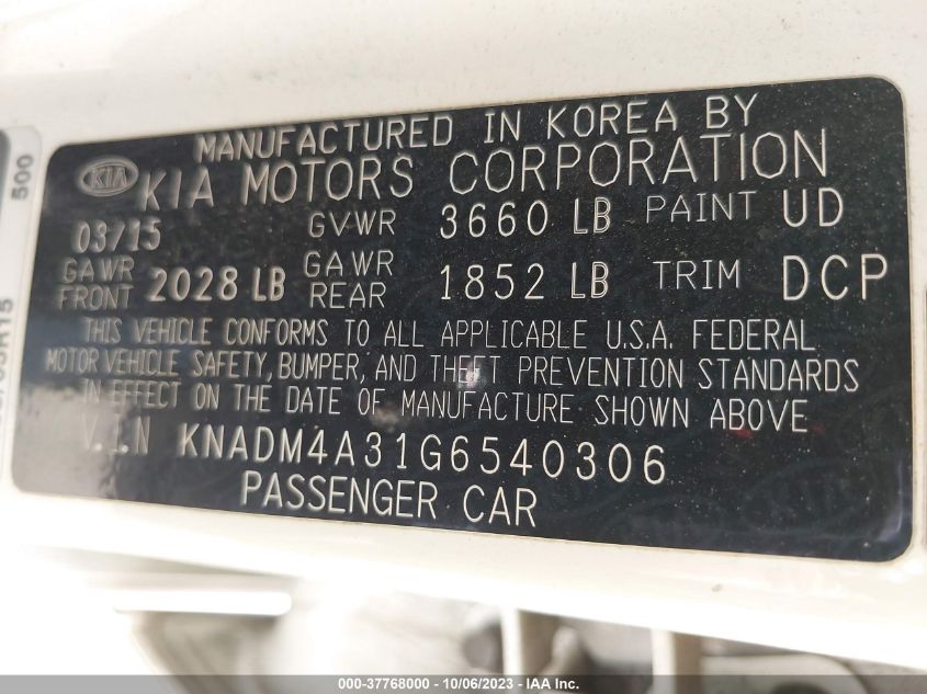 2016 KIA RIO LX - KNADM4A31G6540306