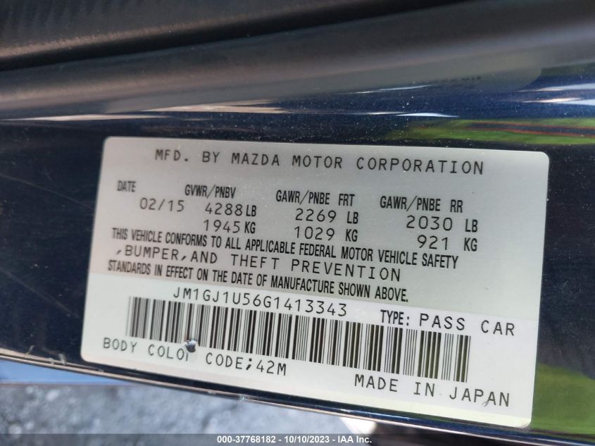 2016 MAZDA MAZDA6 I SPORT - JM1GJ1U56G1413343