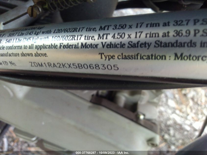 2005 DUCATI M600 ZDM1RA2KX5B068305